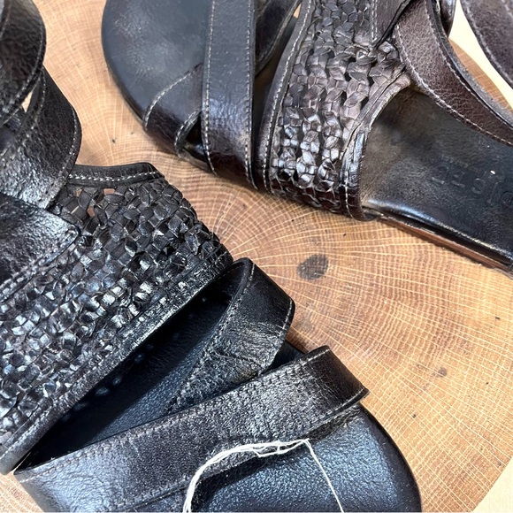 BED|STU Capriana Brown Woven Leather Double Ankle Strap Buckle Zip Sandal Size 9 - Picture 12 of 15